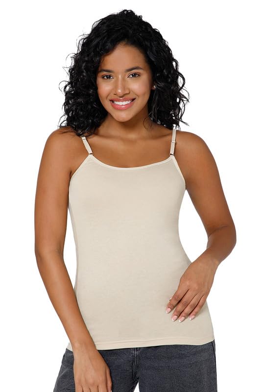 Image of Intimacy Cotton Camisole for Women with Adjustable Spaghetti Straps Comfortable Everyday Wear Camisole Slip for Women