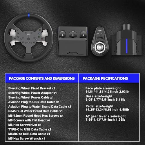 Image of Playtastic PXN V99 Force Feedback Gaming Steering Wheel with 3-Pedals and Shifter Bundle for PC, PS4, Xbox One, Xbox Series X /S, 270 /900 Degree Racing Wheel