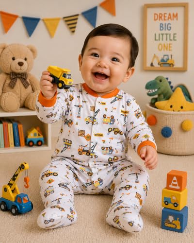 Image of EIO 100% Cotton Rompers Sleepsuits Jumpsuit Night Suits for Infants Newborn Baby Boys & Girls
