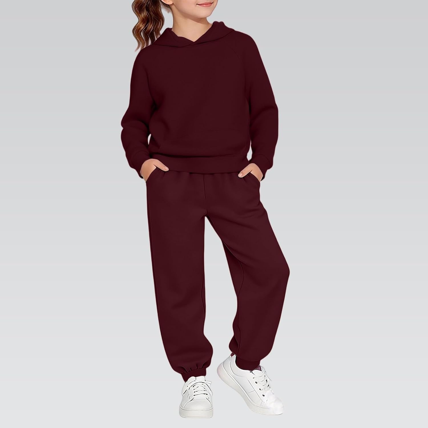 Kids Girls Clothes Tracksuit Set 6 To 14 Years Sweatshirt Wide Leg Pants With Heart Print Casual Outfit
