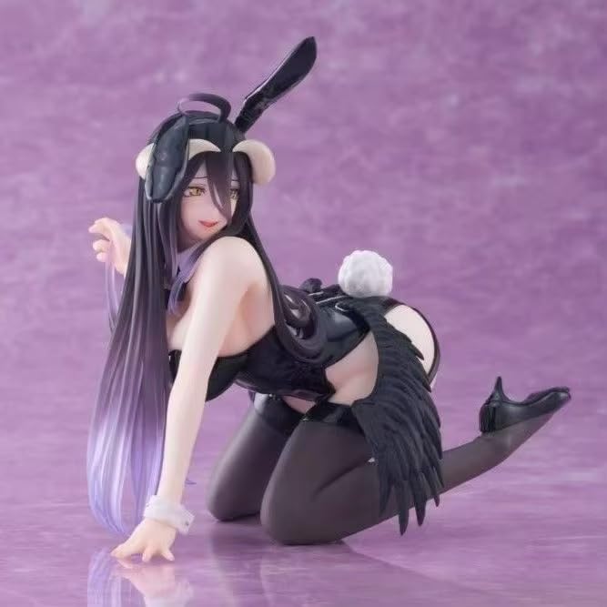 Image of Overlord Albedo Bunny Girl PVC Figurine | 12 CM Ecchi Anime Statue | Dark Fallen Angel Demon Crawling Pose Figure | Premium Adult Manga Shelf Decor & Otaku Gift