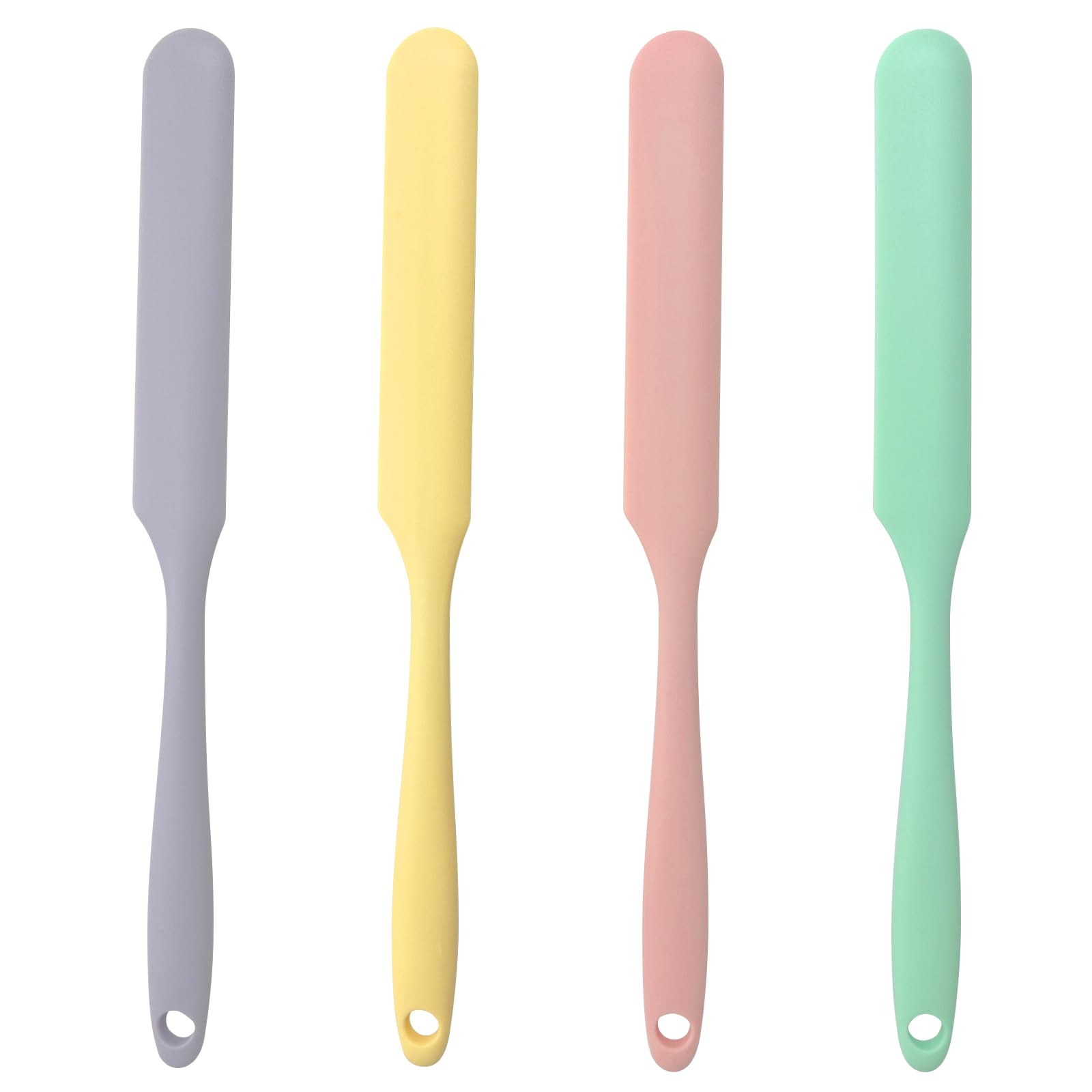 4-Piece Non-Stick Wax Spatulas Set, Silicone Waxing Applicators for Hair Removal, Home Salon Body Use (Pink, Yellow, Purple, Green)