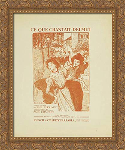 Ce Que Chantait Delmet 20x24 Gold Ornate Wood Framed Canvas Art by Theophile Steinlen