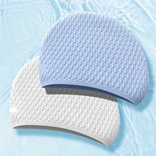 Image of First Lens Silicon Bubble Dot Swim Cap, Swimming Cap for Long & Short Hair, Cover Ears to Keep Hair Dry, Waterproof Swim Caps, Anti-Slip Comfortable -Adults Men & Women (Blue)