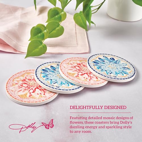 Dolly Parton Ceramic Coaster Set with Mosaic Flower Design, 4 Piece by Dolly Parton - Image 3