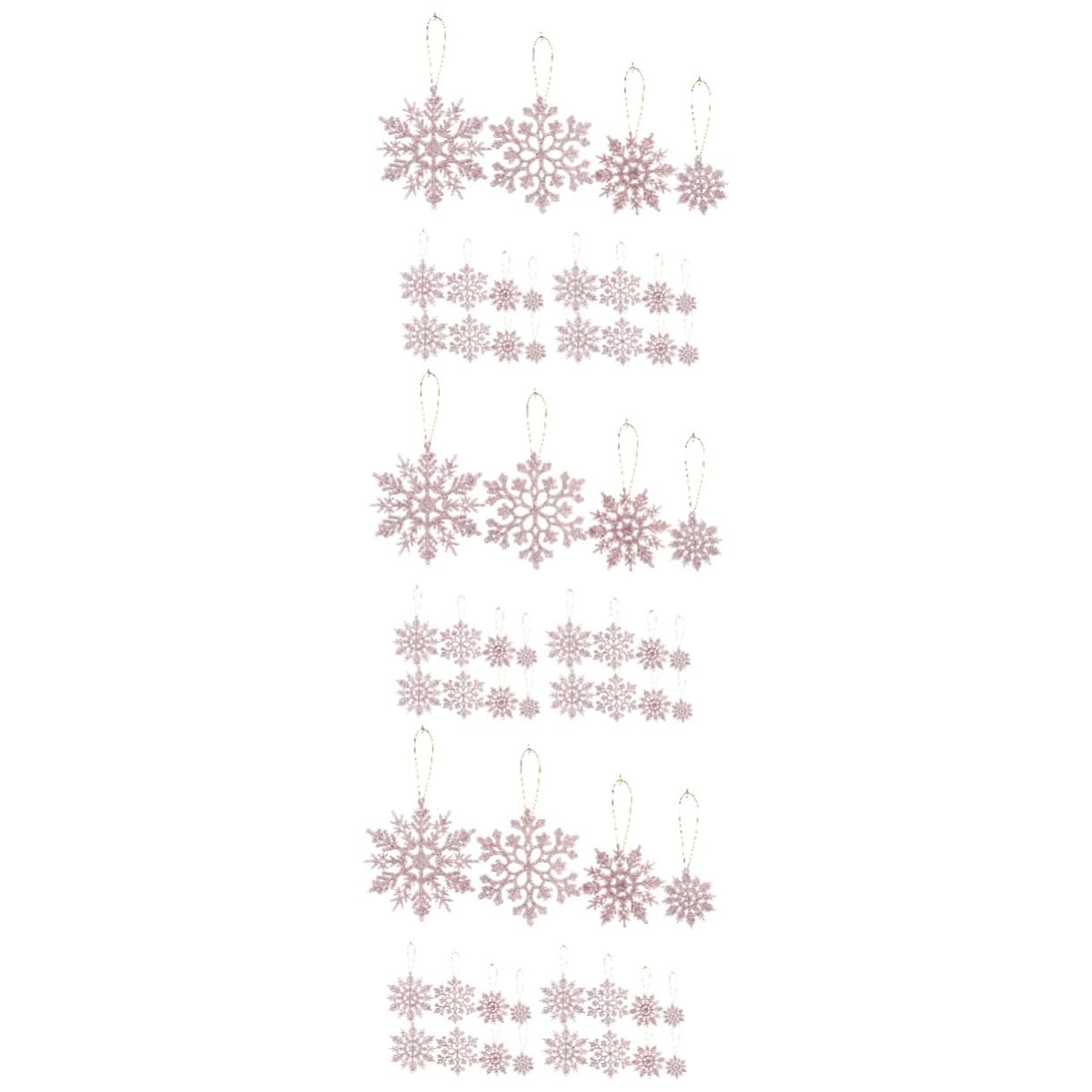 PRETYZOOM 108stücke Teiliges Schneeflocken-Ornament Glitzernde Weihnachtsbaum-Dekorationen Für Festliche Anlässe Wiederverwendbar Roségold Hängende Deko Für Weihnachtsfeiern Und