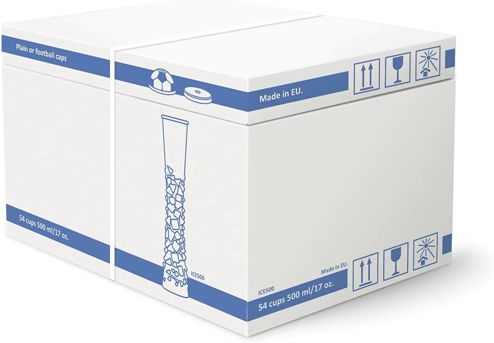 Sweet World USA Ice Party Yard Cup Novelty Cup - 17 oz. (Box of 54) - clear cup with Lids (Pink with Unicorn)