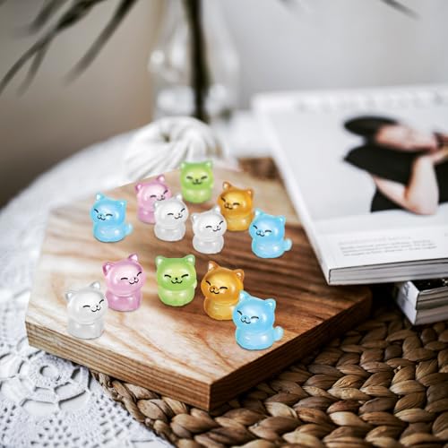 ERINGOGO 20 Peças Estatuetas Luminosas De Mini Gato Pequenos Gatinhos De Resina Brilham No Estátuas