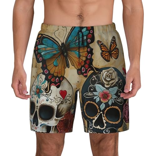 Azúcar calaveras mariposa impresión hombres elegante funcionalidad traje de baño transpirable playa Pantalones cortos surf gimnasio pesca