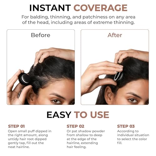 Image of KATHTHAI Cover Up Hair Powder Black - Instant Root Touch Up for Grey Hair, Hair Coverage Stick for Women & Men - Beard Patch Filler, Hair Touch Up Powder for Black Hair