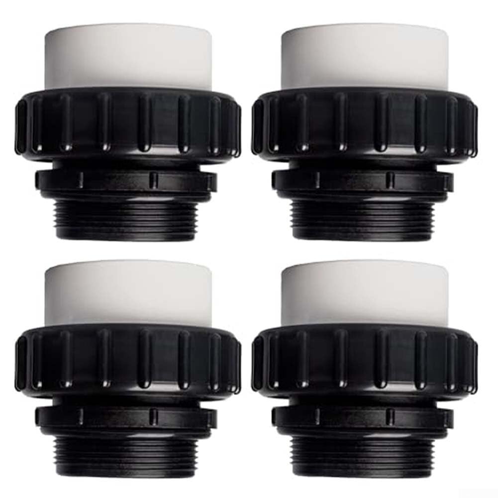 Unión adaptadora MIP a PVC de 2 pulgadas para WhisperFlo y para bombas de piscina IntelliFlo, ajuste de deslizamiento alto ajustado a mano, roscado a junta deslizante, conector blanco y negro para (4