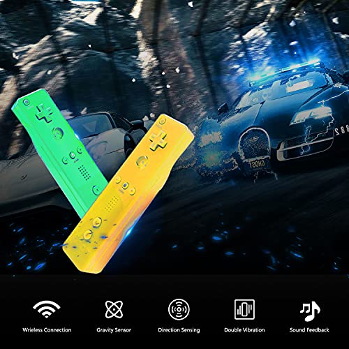 Arrocent Wii Controller And Nunchuck Wireless, Remote Controller Compatible For Wii Wii U Console, With Silicone Case And Wrist Strap – Yellow And Green #TOP3