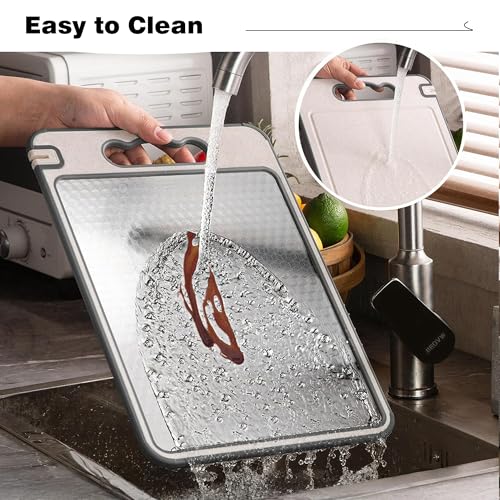 Tabla de cortar doble cara acero inox y paja de trigo miniatura 6
