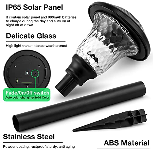 BEAU-JARDIN-8-Pack-Colored-Decorative-Solar-Pathway-Lights-with-7-Color-Changing-Garden-Stake-Glass-Metal-Stainless-Steel-Waterproof-Solar-Powered-Landscape-Lights-Lighting-Black-BG293 BEAU JARDIN 8 Pack Colored Decorative Solar Pathway Lights with 7 Color Changing Garden Stake Glass Metal Stainless Steel Waterproof Solar Powered Landscape Lights Lighting Black BG293