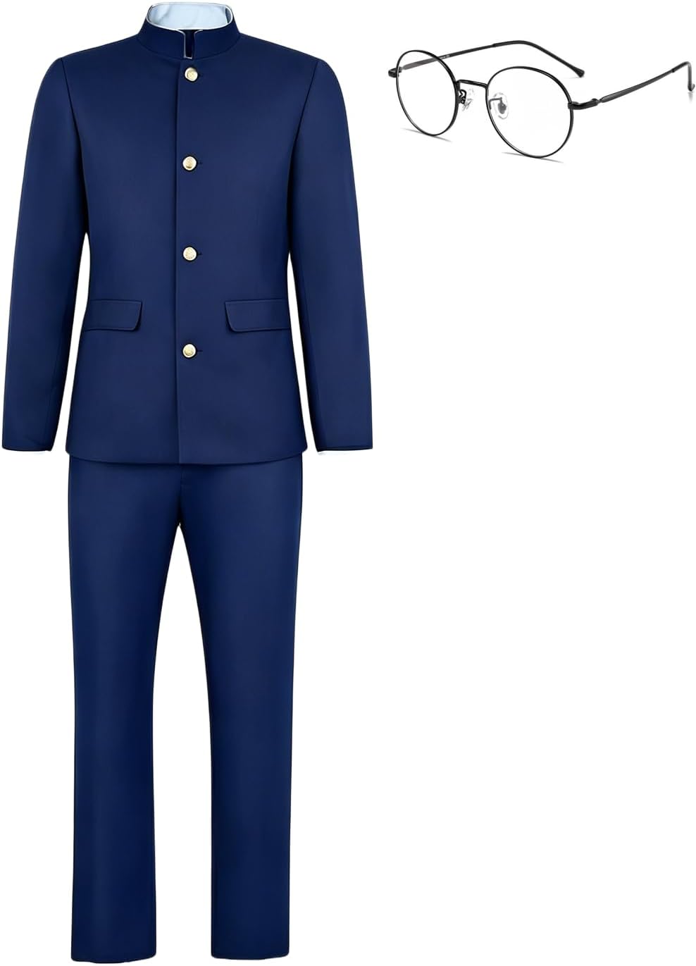 Mens Japanese School Uniform Black Long Sleeve Jacket Anime Cosplay Costume Halloween Long Pants Full Set