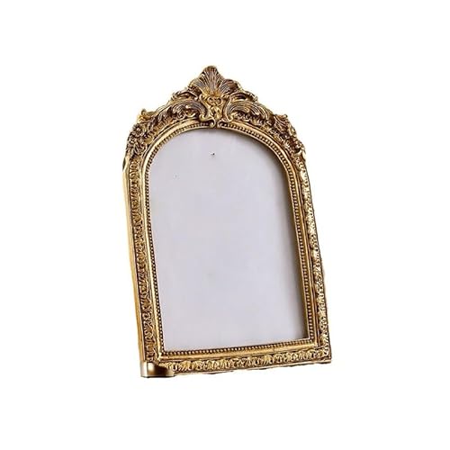 EPMNTHI Retro Gold Arched Photo Frame Resin Wall Mounted Display Table(15*20cm)