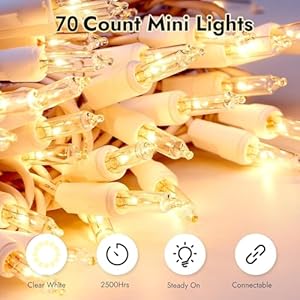 Christmas lights clear white 70 count incandescent ul certified connectable tree lights with white wires for indoor outdoor xmas wedding holiday party home decorations  urban country home decor