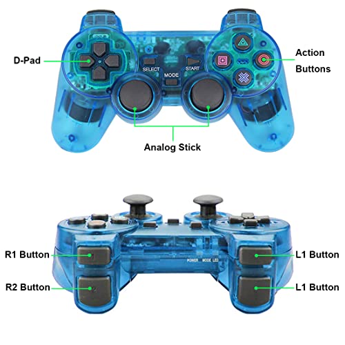 2 Pack Wireless Controller For Ps2 - Twin Vibration Game Remote Gamepad Compatible With Playstation 2 Console #TOP2