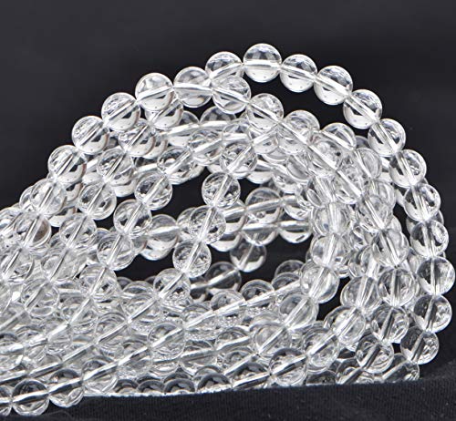 Image of 80Pcs Natural Crystal Beads Stone Gemstone Round Loose Energy Healing Beads with Free Crystal Stretch Cord for Jewelry Making (Clear Crystal, 10mm)