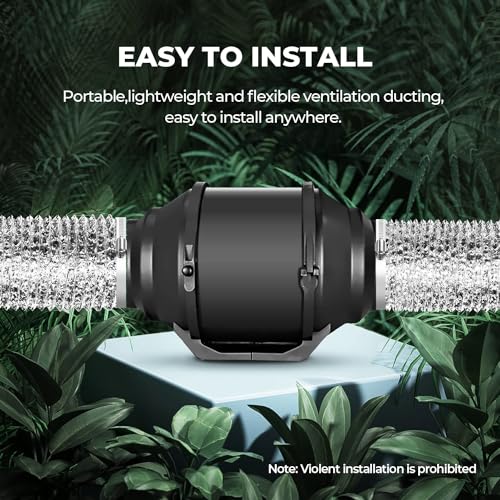 iPower Flexible 4 Inch 8 Feet Aluminum Ducting Non-Insulated Dryer Vent Hose for HVAC Heating Cooling Ventilation and Exhaust, 2 Clamps Included, Silver, 4 in 8ft New