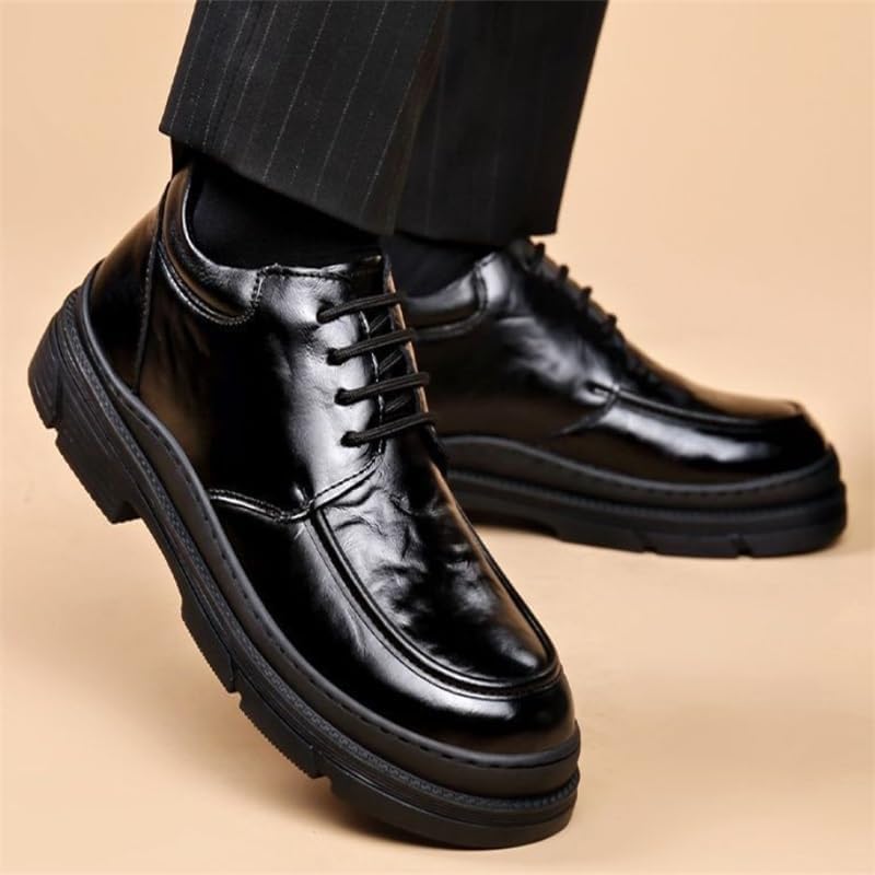 Men's Dress Business Shoes High Top Cotton Shoes Round Thick Bottom Comfortable Breathable Non-slip wear-resistant Casual warm Plus Velvet Shoes for Men