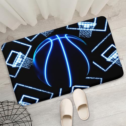 Kids Basketball Mat - Black Basketball Rug for Boys Kids Room Sports Carpet Rug for Boys Bedroom, 2'×3'