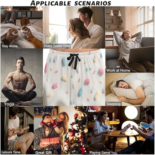 visesunny Mens Cotton Pajama Pants PJ Bottoms White 3d Candy Ice Cream Lightweight Soft Lounge Sleepwear with Pockets 5