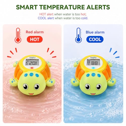 Image of Lying Turtle Water Proof Baby Bath Thermometer for Baby Bathtub Safety | Floating Temperature Toy Water Thermometer, BPA Free, Baby Gift，New Baby Essentials，Animal Design