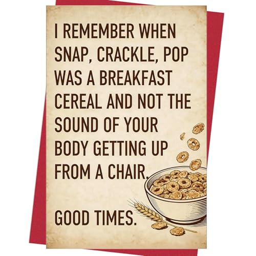 xiangqiankan Funny Birthday Greeting Card | I Remember When Snap, Crackle, Pop Was a Breakfast Cereal,Happy Birthday Cards Gifts for Men & Women, Happy Birthday card for Him Her,
