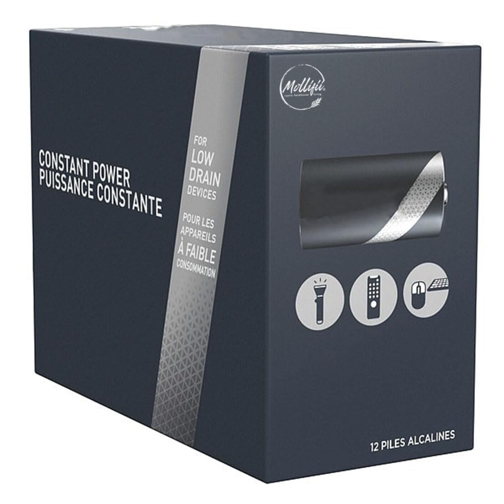 MOLLIFII Constant D Alkaline Battery, 1.5V DC, 12 Pack, Mfr: PC1300-A
