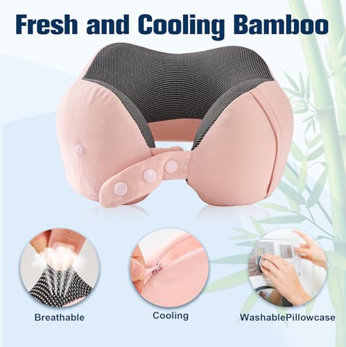 Image of Cirorld Neck Pillow for Traveling, Travel Pillows for Airplanes,100% Pure Memory Foam Travel Neck Pillow, Adjustable Flight Pillow, Portable Plane Accessories with Eye Mask, Earplugs, Carry Bag