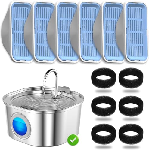 Casfuy PWS-155 Pet Water Fountain Replacement Filters & Sponges, 6 Count - image 6