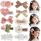 10 Stück haarspangen für Mädchen, Stickerei Blumen Geformte Gefütterte Haarspangen Snap Haarspangen Süße Haarschmuck-Blumen- und Schleifen-Haarclips für kleine und große Mädchen (Stil E)