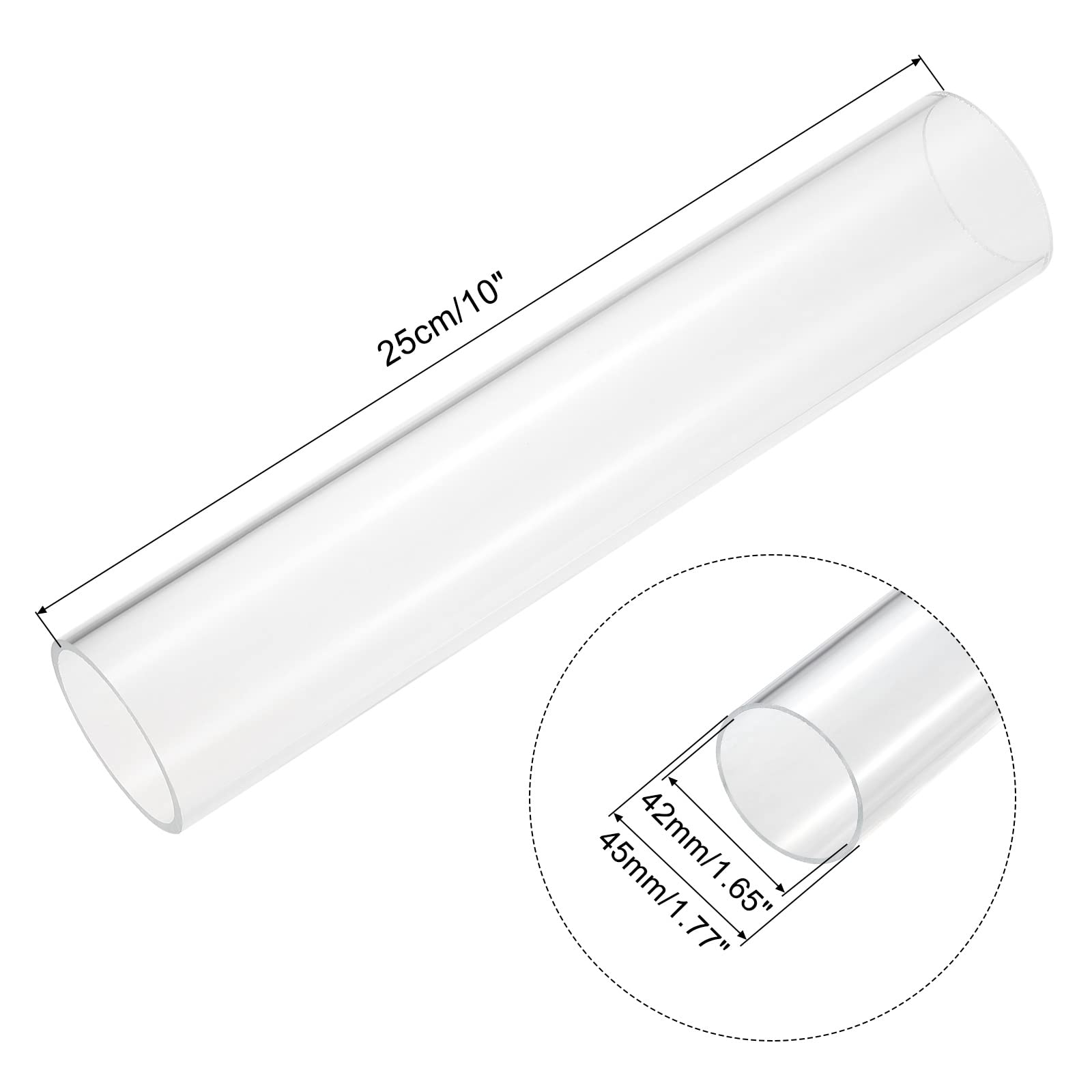 MECCANIXITY Clear Acrylic Pipe Tube - 18mm ID, 22mm OD, 14" Length, 2pcs For Lamps & Water Cooling - View #8