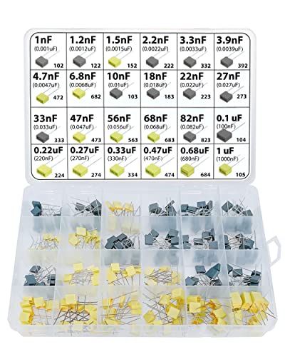 Lot de 240 condensateurs de boîte à film PET pour montages électroniques haut de gamme