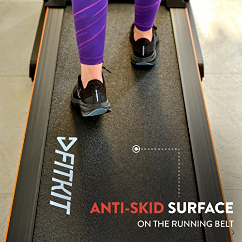 Image of Fitkit Ft100S Plus Series (3.25Hp Peak) Dc-Motorised Treadmill (Max Speed:14 Km /Hr, Max Weight: 110 Kg) With Free Home Installation And Trainer Led Sessions By Cultsport, Black