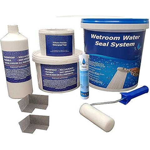 Nassboards Waterproof Tanking Kit System WSK for Wetrooms, Bathrooms, Kitchens and Waterproofing - Perfect for Wet Zones, Tiling Showers, Preventing Moisture - 5m Complete Tanking Kit Cover