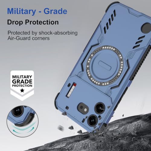 Image of Zapcase Back Case Cover for Nothing Phone (4b) | Magnetic Case with Built-in Metal Ring | Supports MagSafe Charger, Wallet & Car Mount | Shockproof Hybrid PC + TPU | Blue