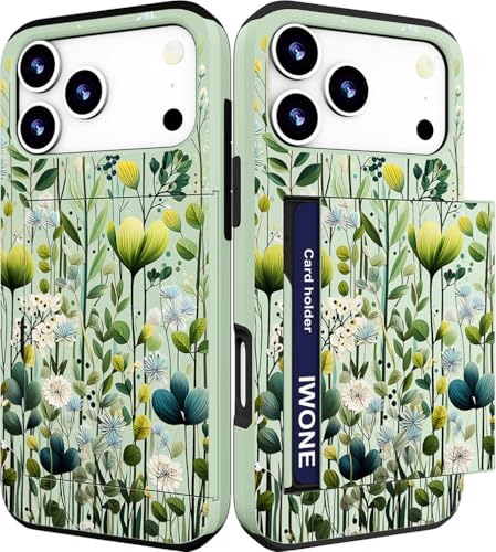 IWONE for iPhone 17 Pro Max & 18 Pro Max Case - Green Botanical Plants