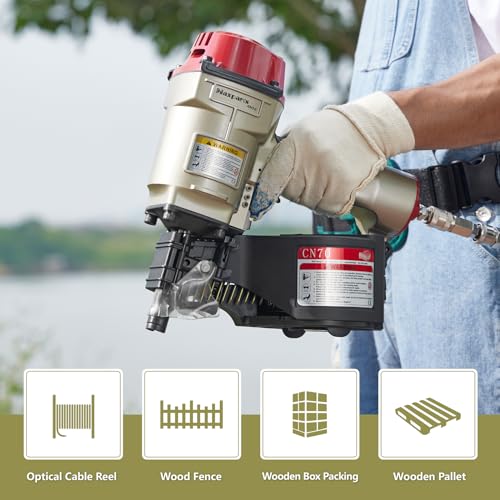 Image of Maxparts Coil Nailer CN70, 1-3 /4-Inch to 2-3 /4-Inch Pneumatic Siding Nailer