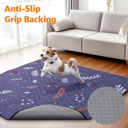 Image of LOOBANI Reusable Pee Pads for Dogs: 2 Pack Washable Puppy Training Pads 24 inch x 36 inch, Waterproof Dog Pee Pads Non-Slip, Absorbent Dog Whelping Pad for Playpen, Crate, Floor, Sofa, Purple