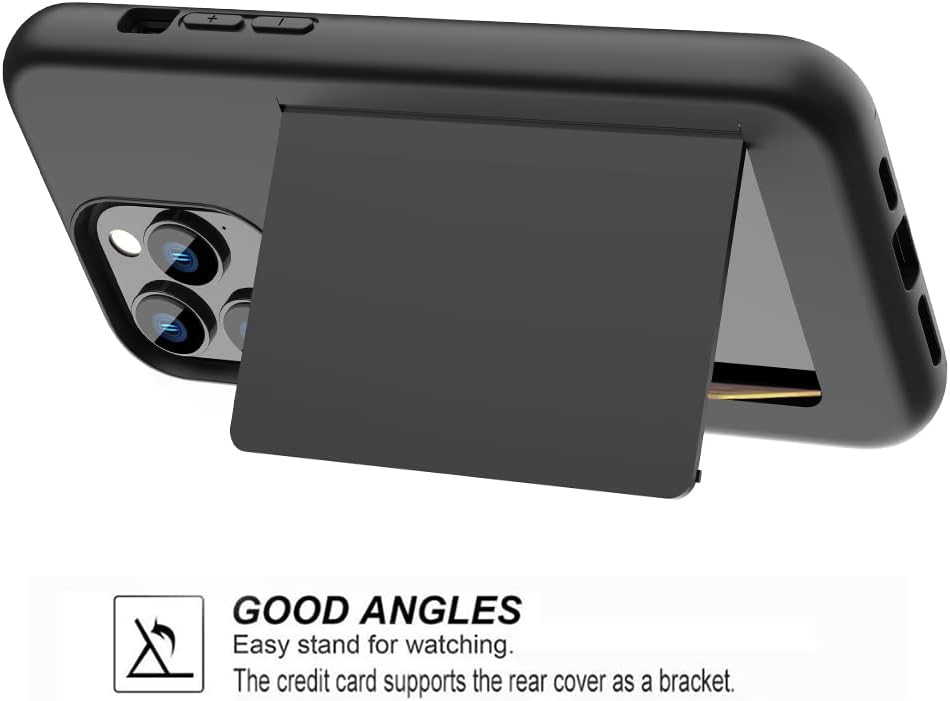 for iPhone 14 Pro Case with Card Holder,Credit Card Slot Protective Wallet Case - Black - Image 7