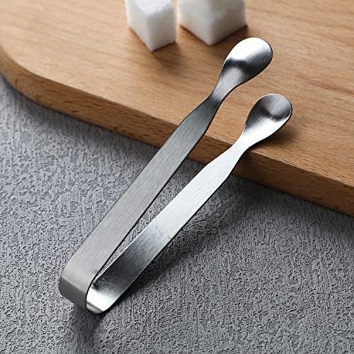 Miniatura 8 de Paquete de 10 pinzas de hielo de acero inoxidable para azúcar, mini pinzas para servir aperitivos, cubitos de hielo, café, bar, té