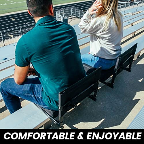 Sheenive Stadium Seats For Bleacher - Wide Padded Cushion Stadium Seats Chairs For Outdoor Bleachers With Leaning Back Support And Shoulder Strap, Perfect For Nfl And Baseball Games, 2 Pack, Black #TOP6