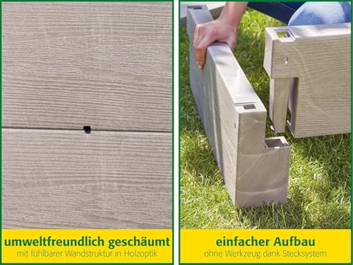 JUWEL Timber Kombi-Set (Hochbeet inkl. Frühbeet-Aufsatz, 130x60 cm/Höhe 90/100 cm, Inhalt ca. 360l, hohe Wärmeisolierung, Fensterlüfter windgesichert) 20478, Nordic Wood