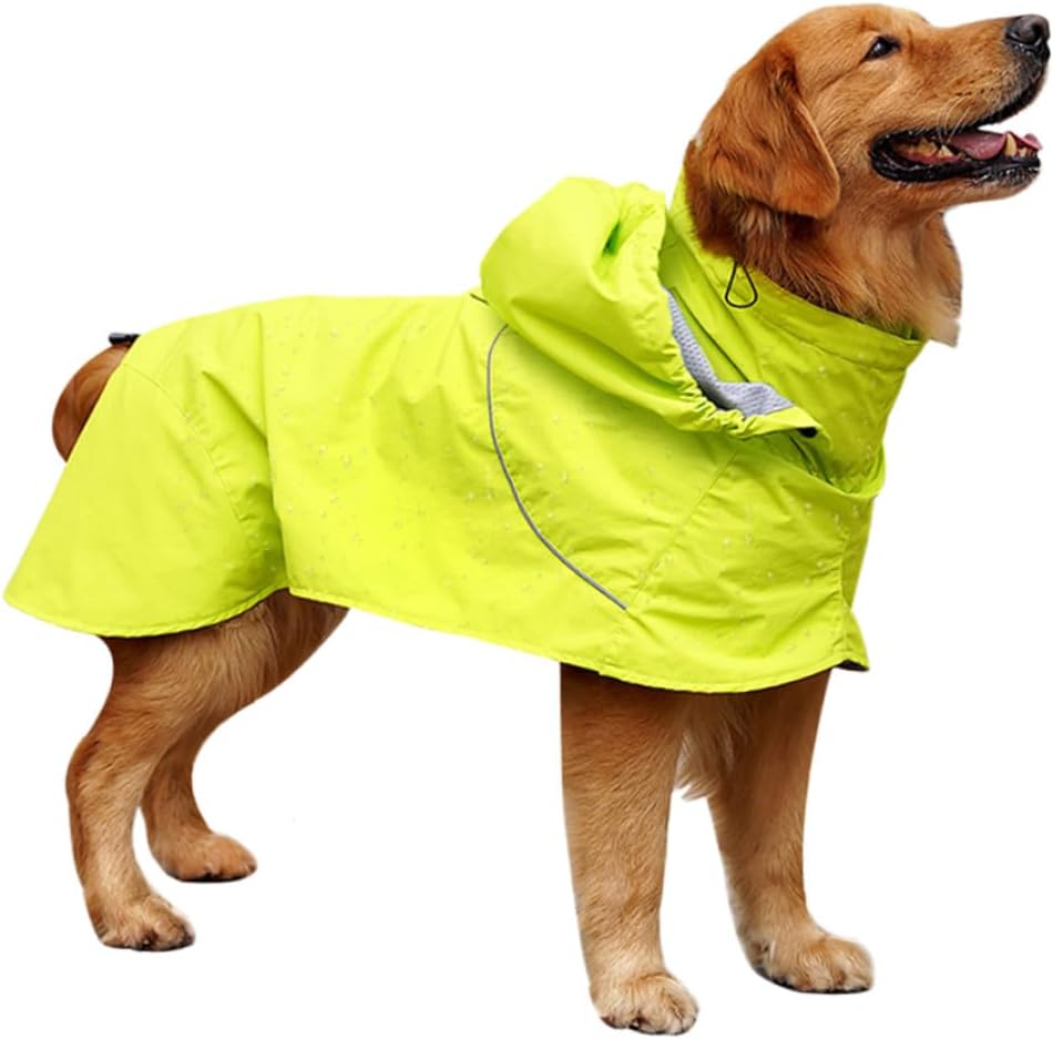 High Collar Dog Rain Coat XL Adjustable Nylon Pet Rainwear Protective Slicker for Wet Weather Outdoor Fun