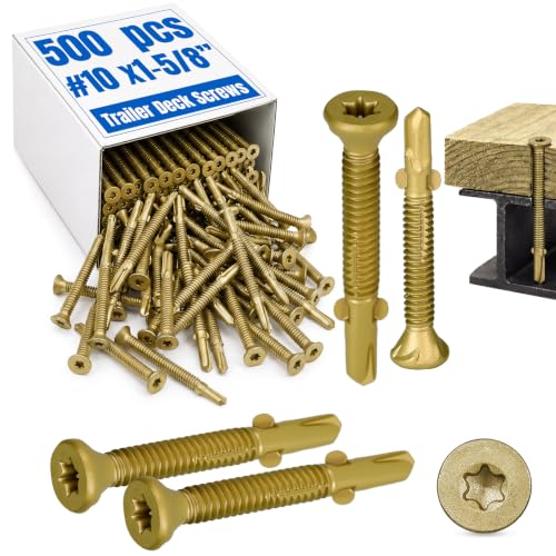 500Pcs Trailer Deck Screws #10 X 1-5/8" Metal Self Tapping Screw,Bronze