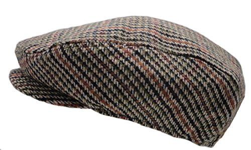 Image of Wonderful Fashion Men's Classic Herringbone Tweed Wool Blend Newsboy Ivy Hat (Large /X-Large, Charcoal)