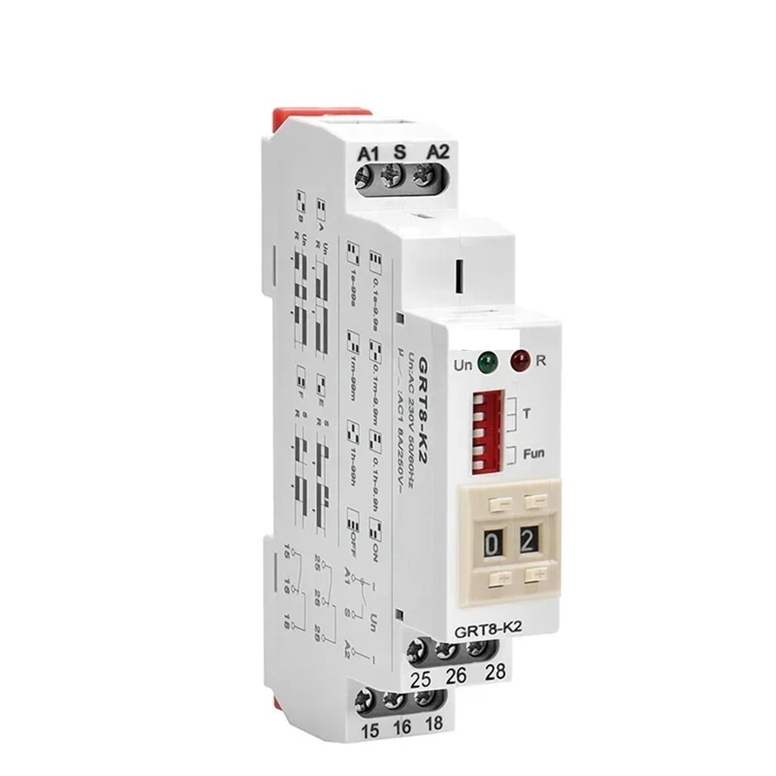 Multifunktions-Zeitrelais, elektronisch, einstellbar oder digital einstellbar, Zeitschalter, 12 V, 24 V, 48 V, 110 V, 220 V, GRT8-M, GRT8-K(GRT8-M1-ACDC12-240V)