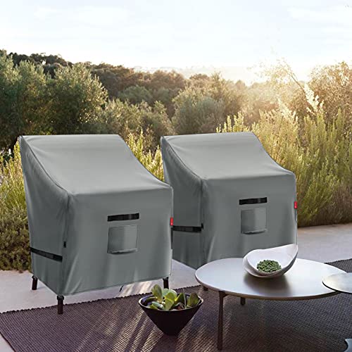 Garprovm Patio Chair Covers, Outdoor Patio Furniture Covers Waterproof, Lawn Patio Deep Seat Covers With Adjustable Drawstring And Strap Buckles Fits Up To 35 X 38 X 31Inches (Grey, 4 Pack) #TOP5